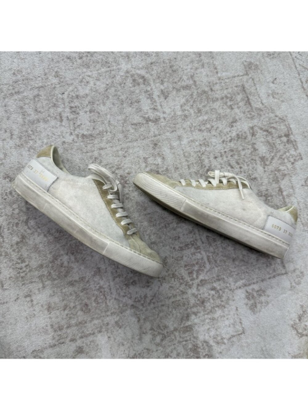 Common Projects Shoes Womens Size 6.5 Beige Suede Wool Low Top Sneakers 6079 - Picture 12 of 15